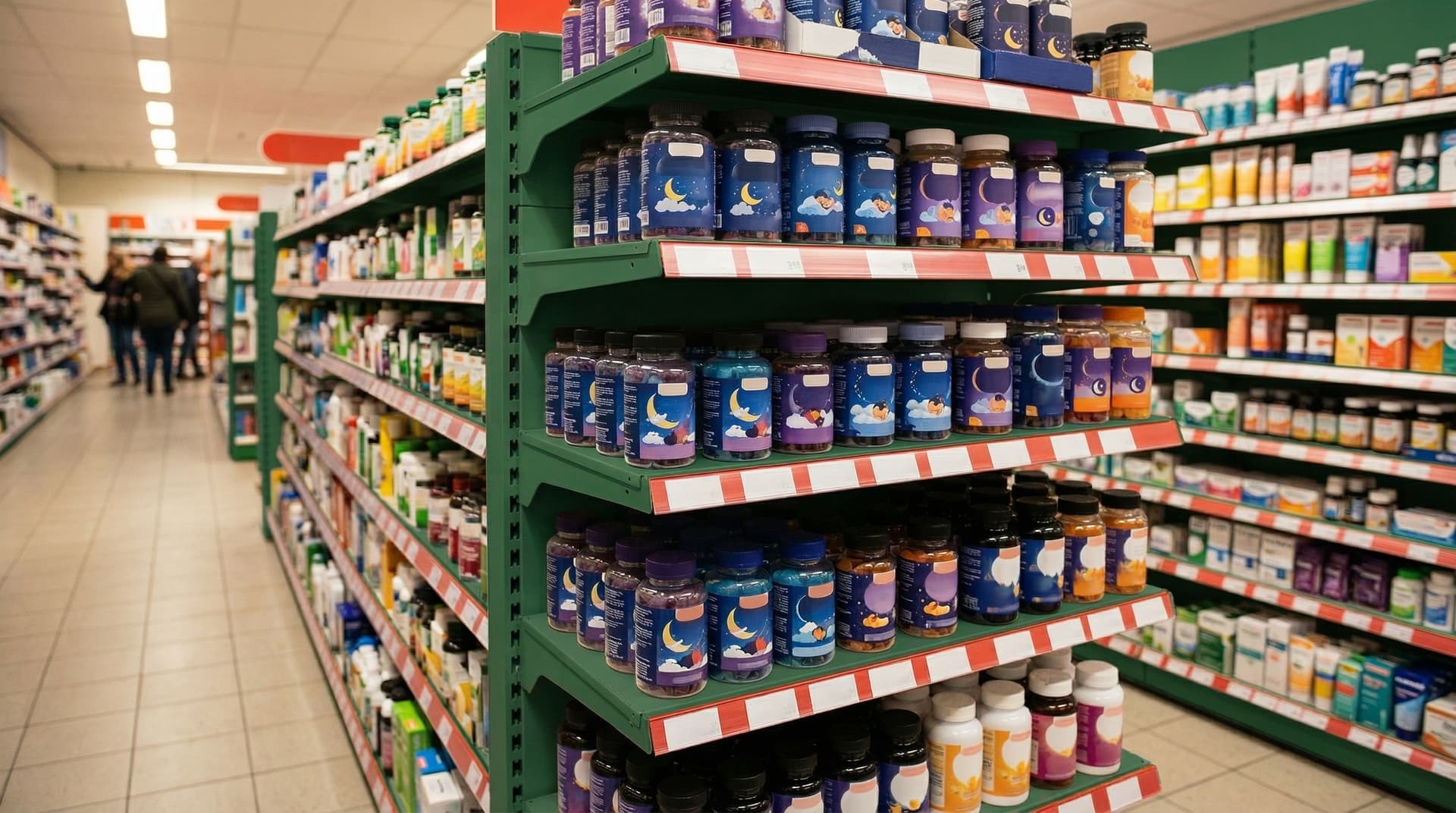 Kruidvat drogisterij schap met slaapsupplementen