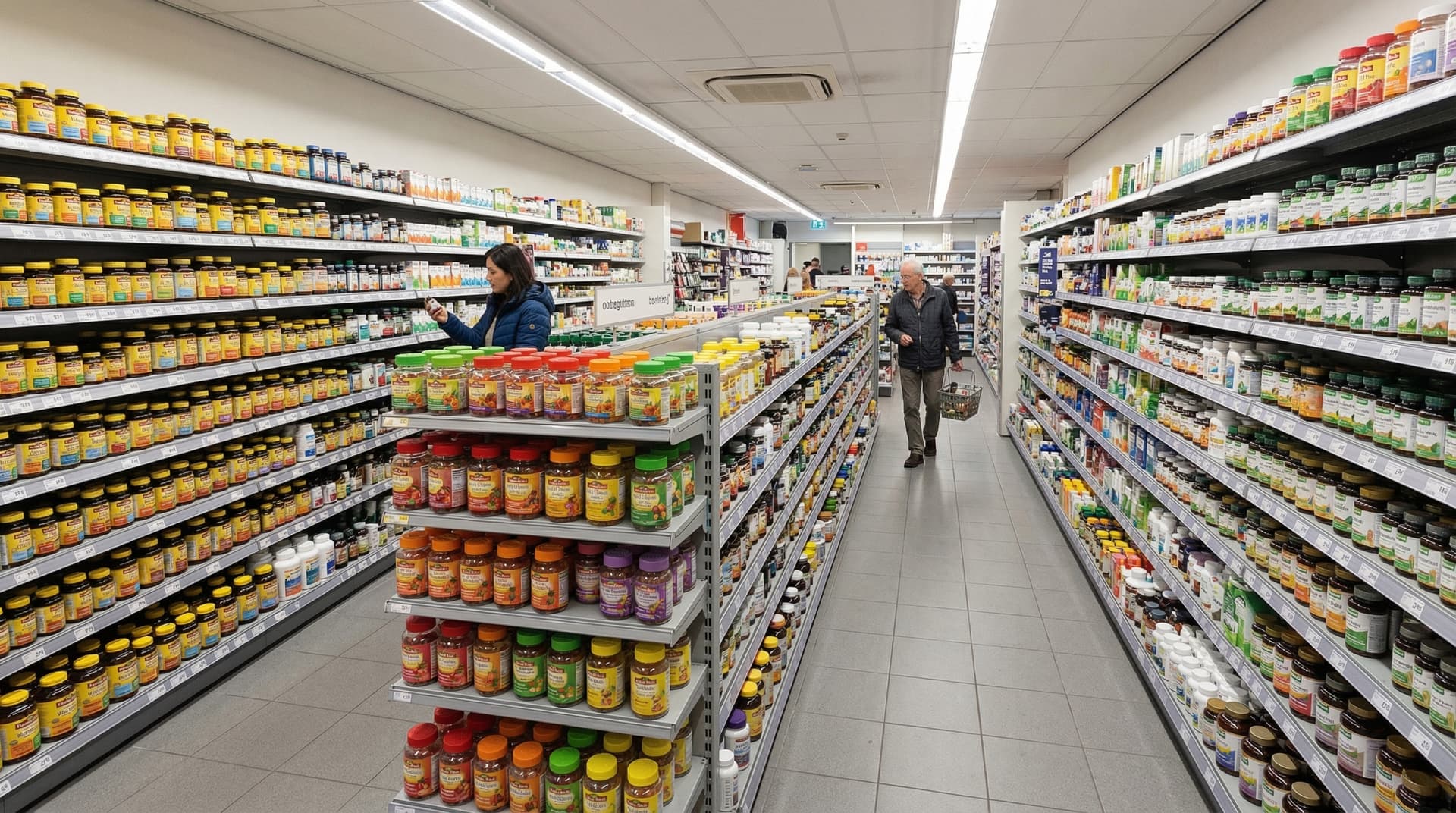 Drogisterij gangpad met slaapsupplementen