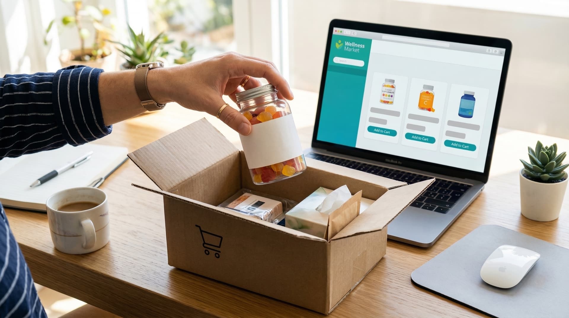 Melatonine gummies bestellen in een online winkelwagen